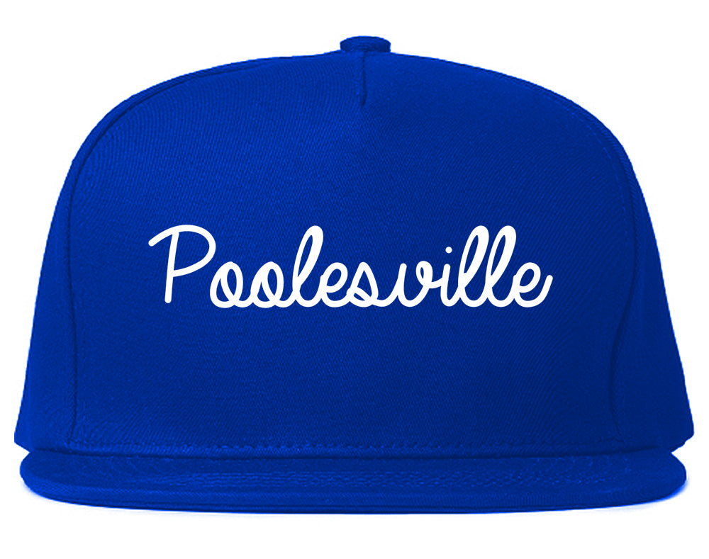 Poolesville Maryland MD Script Mens Snapback Hat Royal Blue