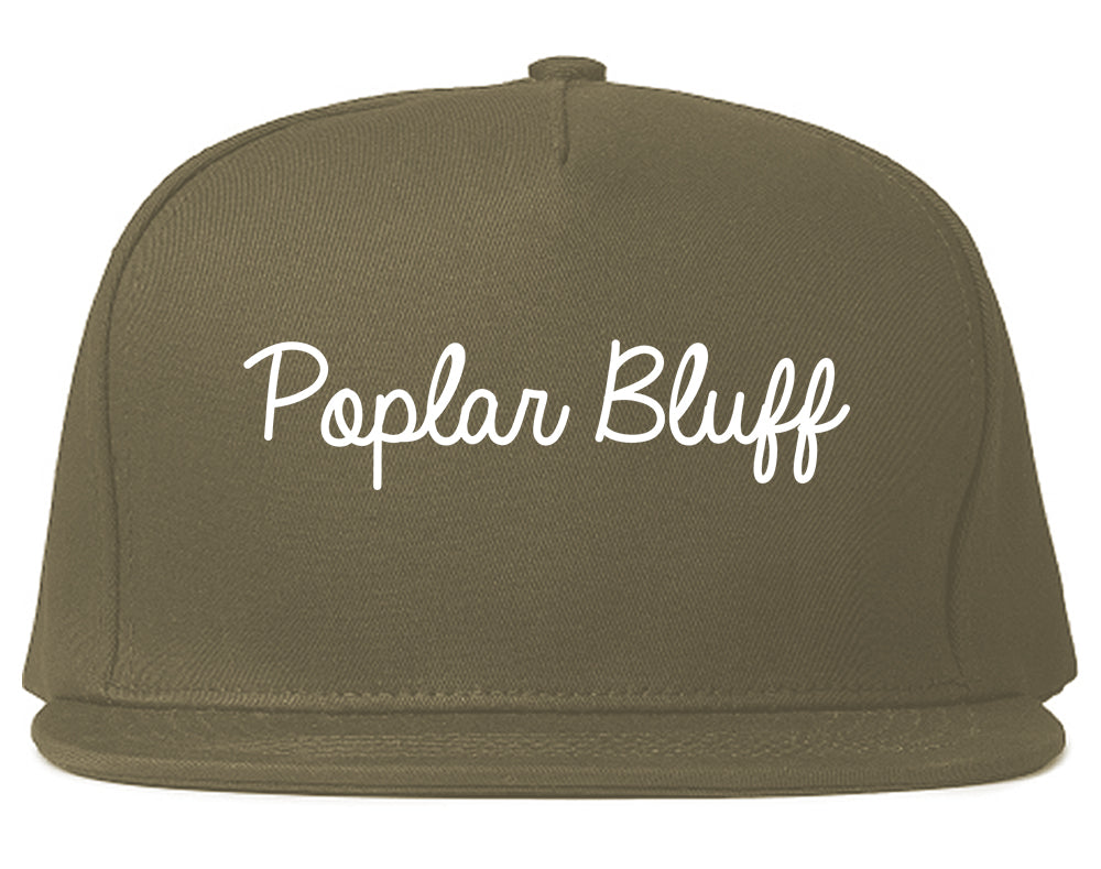 Poplar Bluff Missouri MO Script Mens Snapback Hat Grey