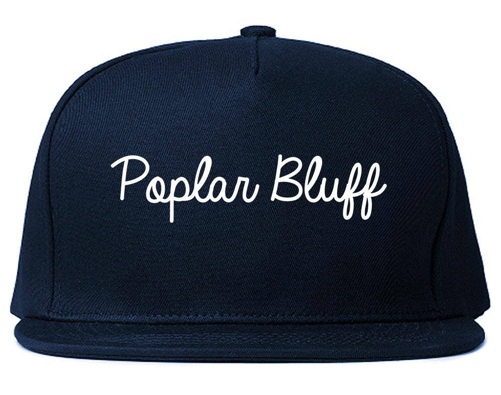 Poplar Bluff Missouri MO Script Mens Snapback Hat Navy Blue