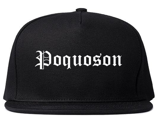 Poquoson Virginia VA Old English Mens Snapback Hat Black
