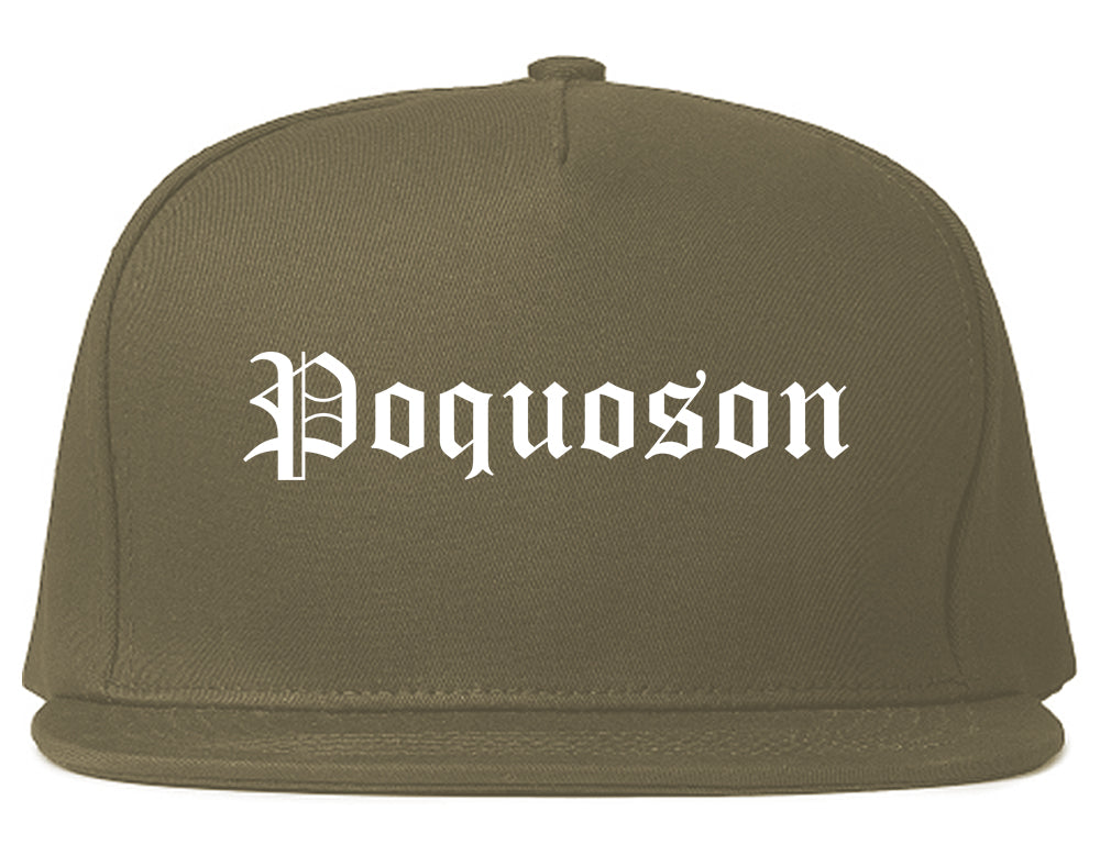 Poquoson Virginia VA Old English Mens Snapback Hat Grey