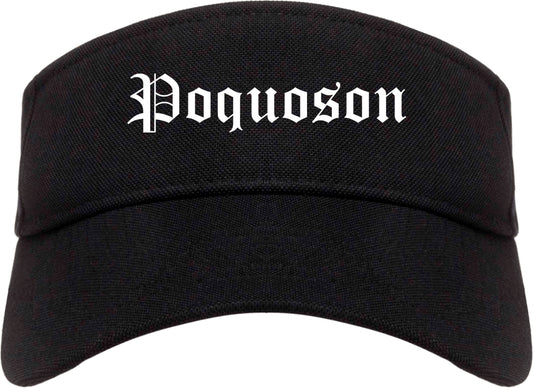 Poquoson Virginia VA Old English Mens Visor Cap Hat Black