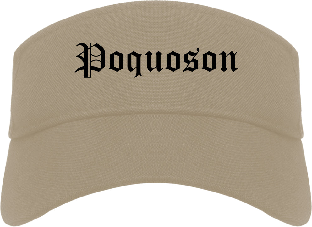 Poquoson Virginia VA Old English Mens Visor Cap Hat Khaki