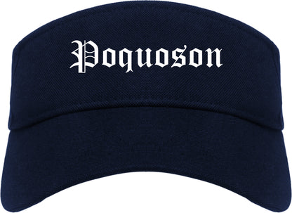 Poquoson Virginia VA Old English Mens Visor Cap Hat Navy Blue