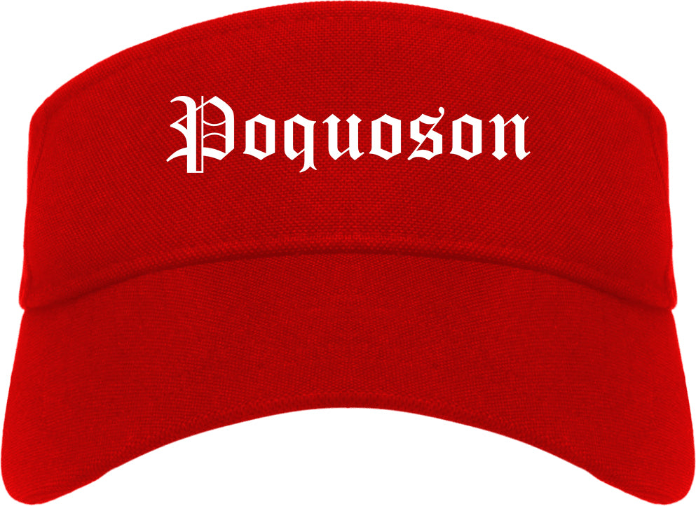 Poquoson Virginia VA Old English Mens Visor Cap Hat Red