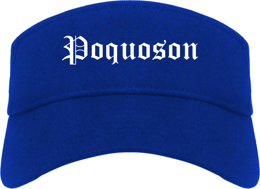 Poquoson Virginia VA Old English Mens Visor Cap Hat Royal Blue