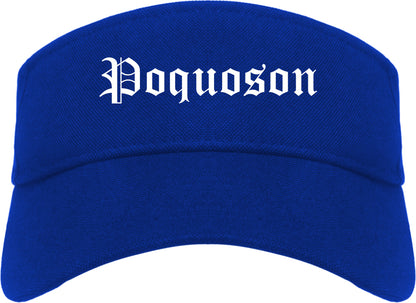 Poquoson Virginia VA Old English Mens Visor Cap Hat Royal Blue