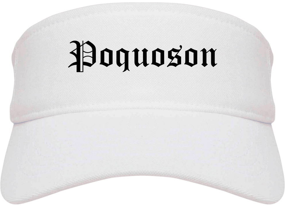 Poquoson Virginia VA Old English Mens Visor Cap Hat White