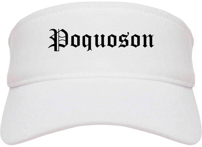 Poquoson Virginia VA Old English Mens Visor Cap Hat White
