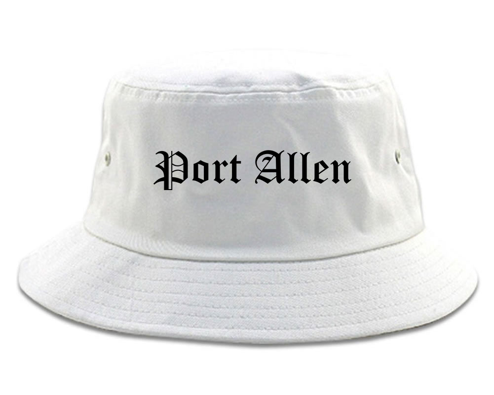 Port Allen Louisiana LA Old English Mens Bucket Hat White