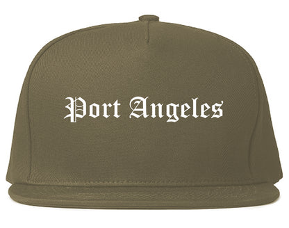 Port Angeles Washington WA Old English Mens Snapback Hat Grey
