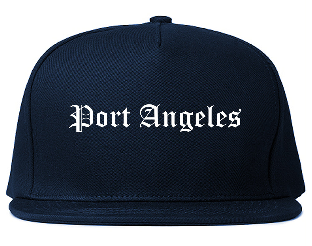 Port Angeles Washington WA Old English Mens Snapback Hat Navy Blue