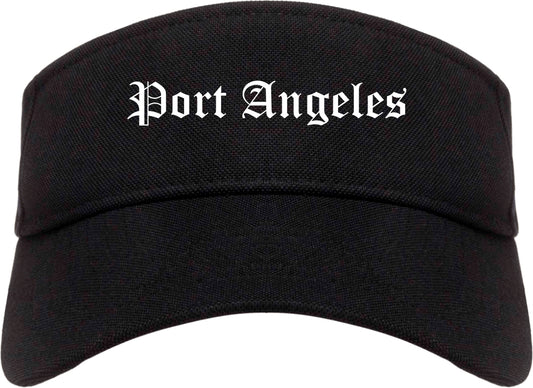Port Angeles Washington WA Old English Mens Visor Cap Hat Black