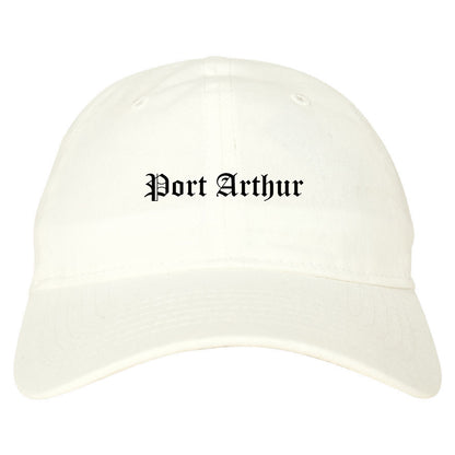 Port Arthur Texas TX Old English Mens Dad Hat Baseball Cap White