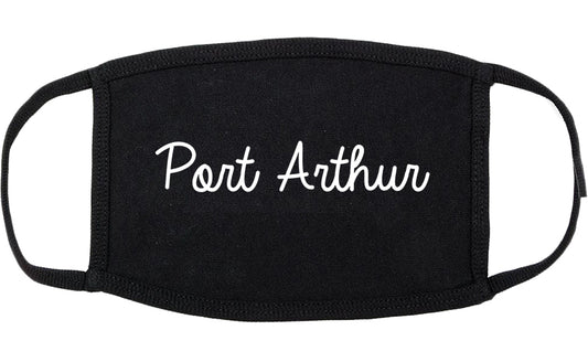 Port Arthur Texas TX Script Cotton Face Mask Black