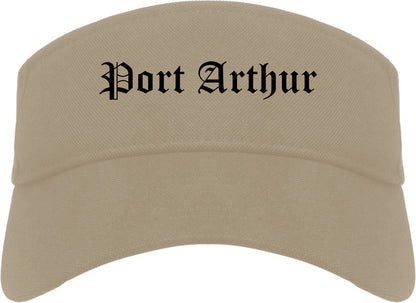 Port Arthur Texas TX Old English Mens Visor Cap Hat Khaki