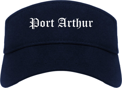 Port Arthur Texas TX Old English Mens Visor Cap Hat Navy Blue