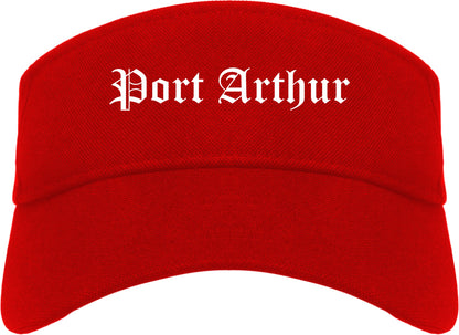 Port Arthur Texas TX Old English Mens Visor Cap Hat Red