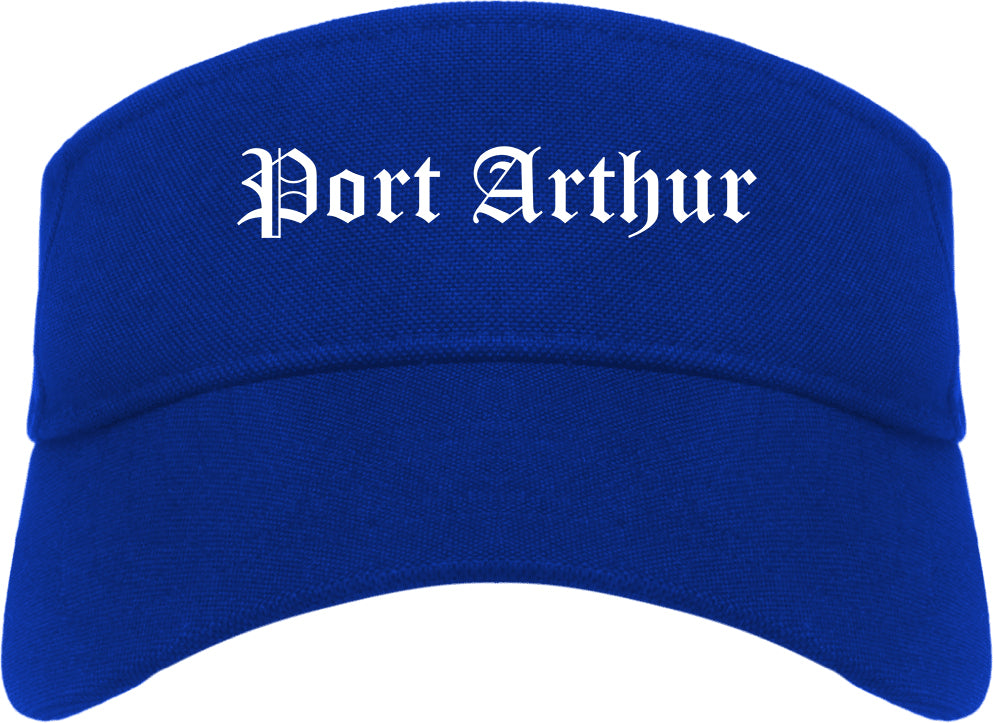 Port Arthur Texas TX Old English Mens Visor Cap Hat Royal Blue