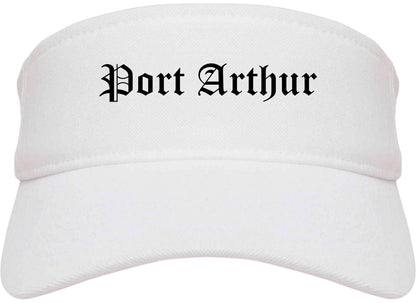 Port Arthur Texas TX Old English Mens Visor Cap Hat White
