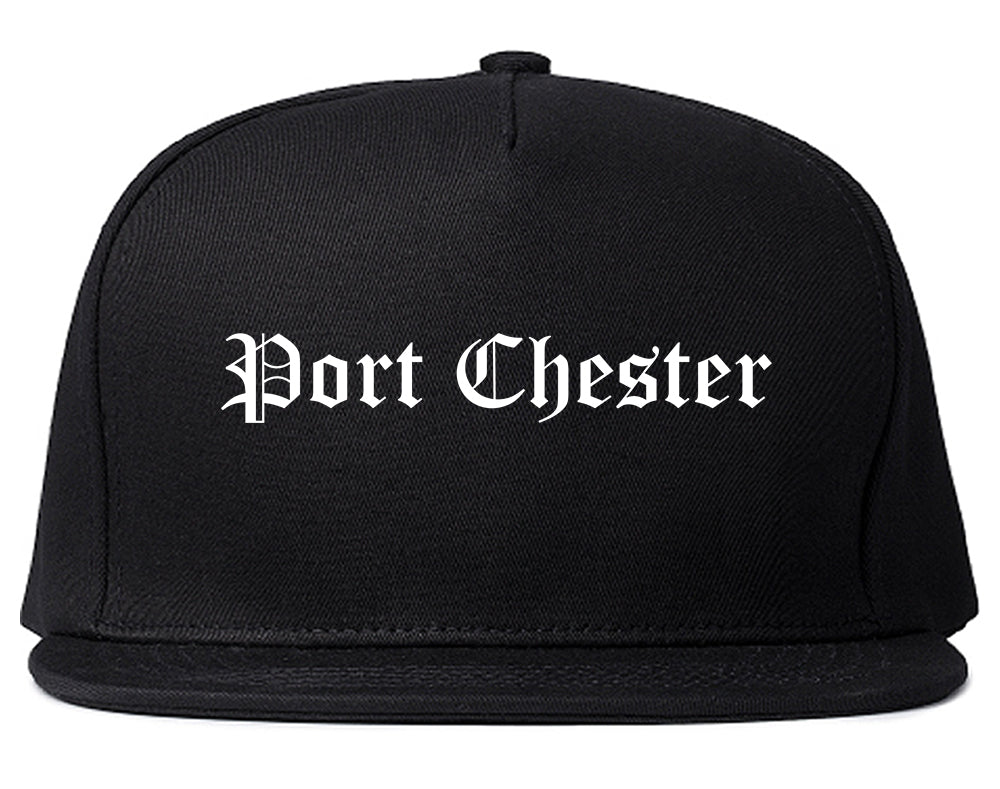 Port Chester New York NY Old English Mens Snapback Hat Black