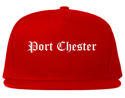 Port Chester New York NY Old English Mens Snapback Hat Red