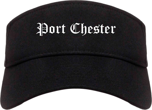 Port Chester New York NY Old English Mens Visor Cap Hat Black