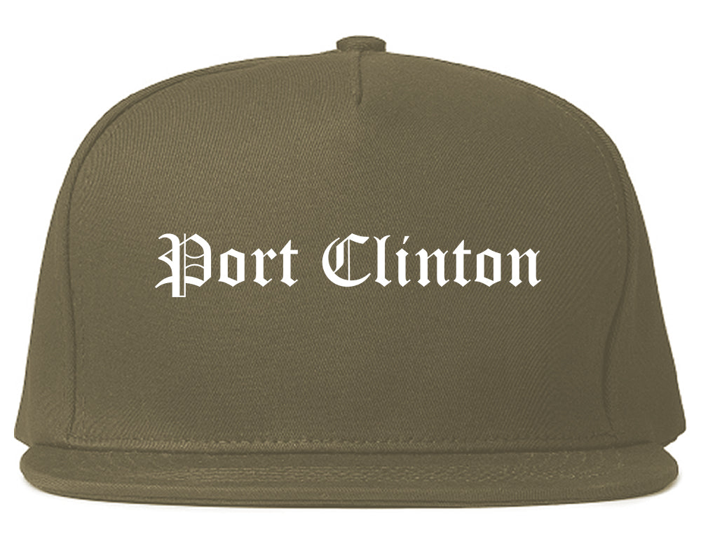 Port Clinton Ohio OH Old English Mens Snapback Hat Grey
