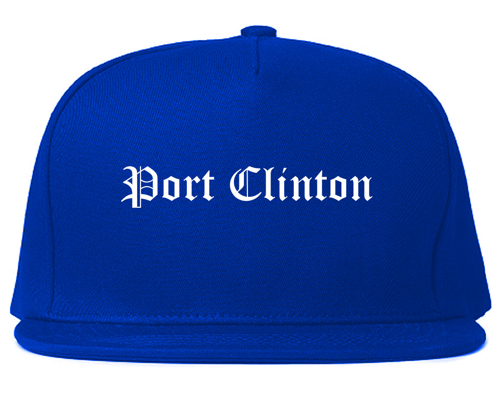 Port Clinton Ohio OH Old English Mens Snapback Hat Royal Blue
