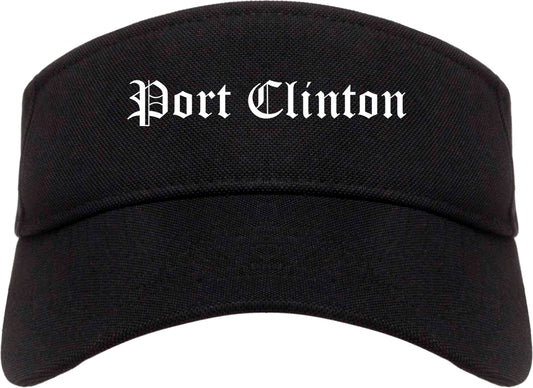 Port Clinton Ohio OH Old English Mens Visor Cap Hat Black
