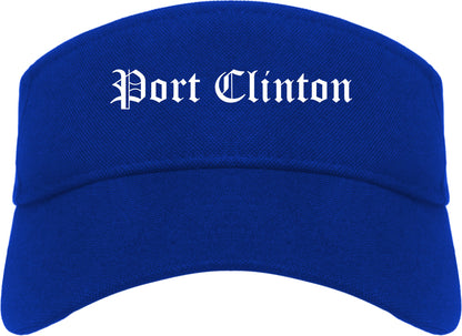 Port Clinton Ohio OH Old English Mens Visor Cap Hat Royal Blue