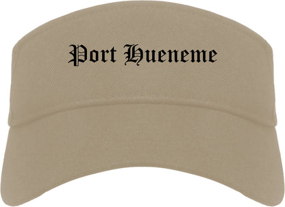 Port Hueneme California CA Old English Mens Visor Cap Hat Khaki