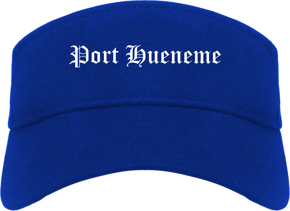 Port Hueneme California CA Old English Mens Visor Cap Hat Royal Blue