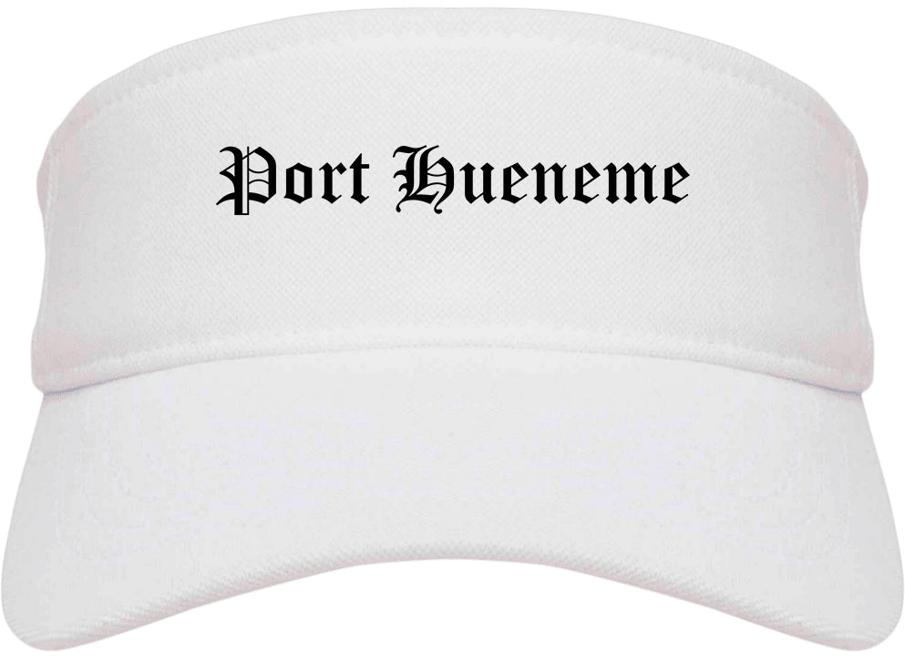 Port Hueneme California CA Old English Mens Visor Cap Hat White