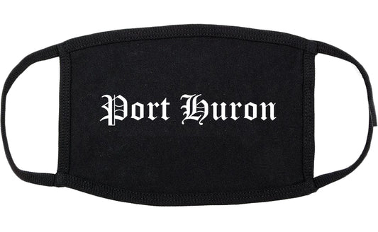 Port Huron Michigan MI Old English Cotton Face Mask Black