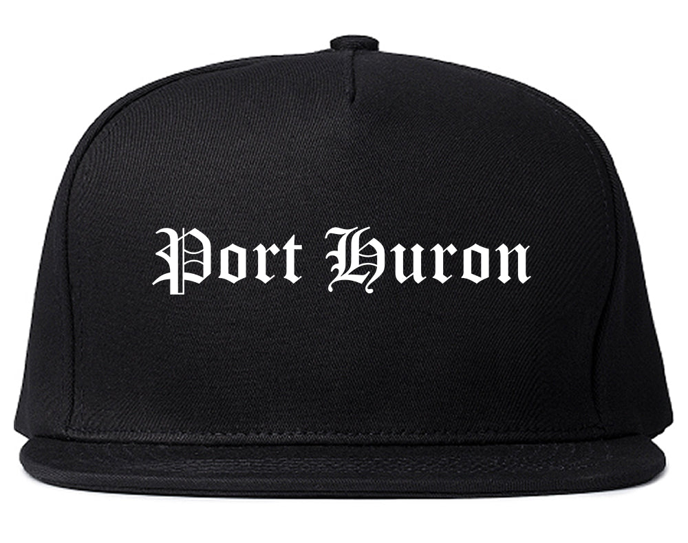 Port Huron Michigan MI Old English Mens Snapback Hat Black