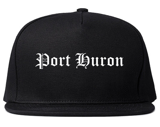 Port Huron Michigan MI Old English Mens Snapback Hat Black