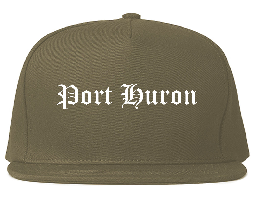 Port Huron Michigan MI Old English Mens Snapback Hat Grey