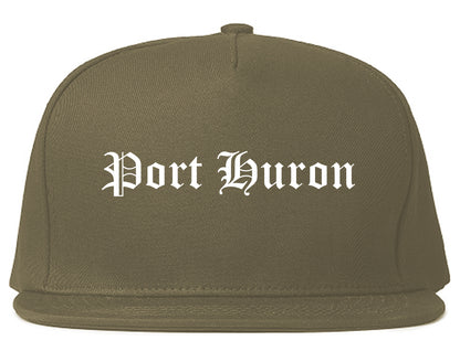 Port Huron Michigan MI Old English Mens Snapback Hat Grey