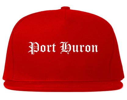 Port Huron Michigan MI Old English Mens Snapback Hat Red