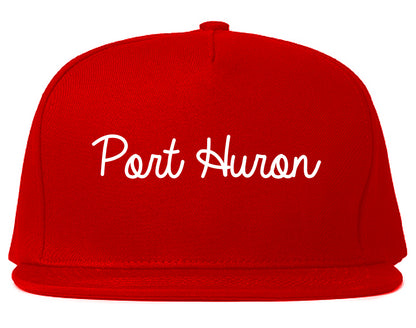 Port Huron Michigan MI Script Mens Snapback Hat Red