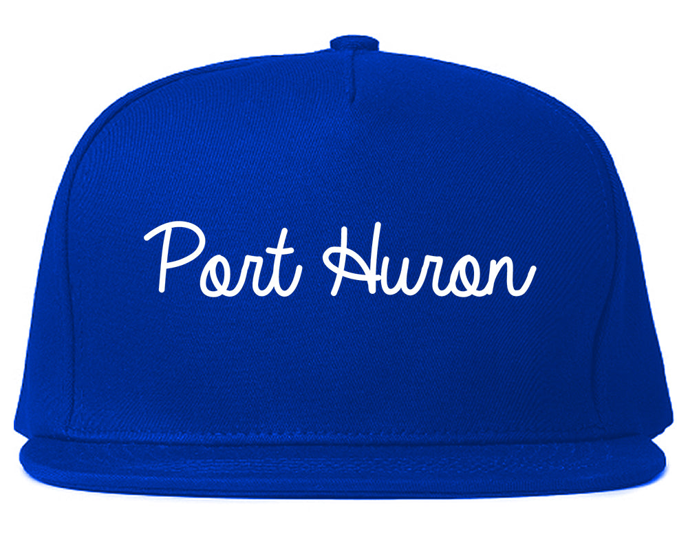 Port Huron Michigan MI Script Mens Snapback Hat Royal Blue