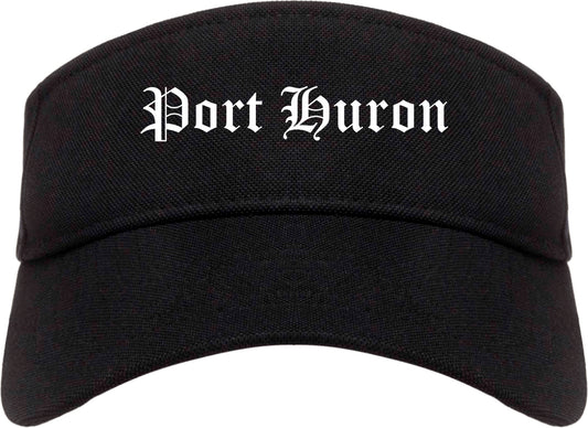Port Huron Michigan MI Old English Mens Visor Cap Hat Black