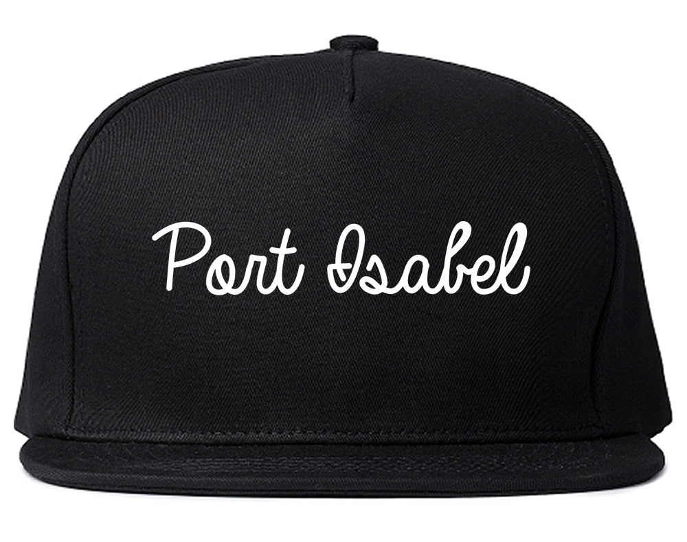 Port Isabel Texas TX Script Mens Snapback Hat Black