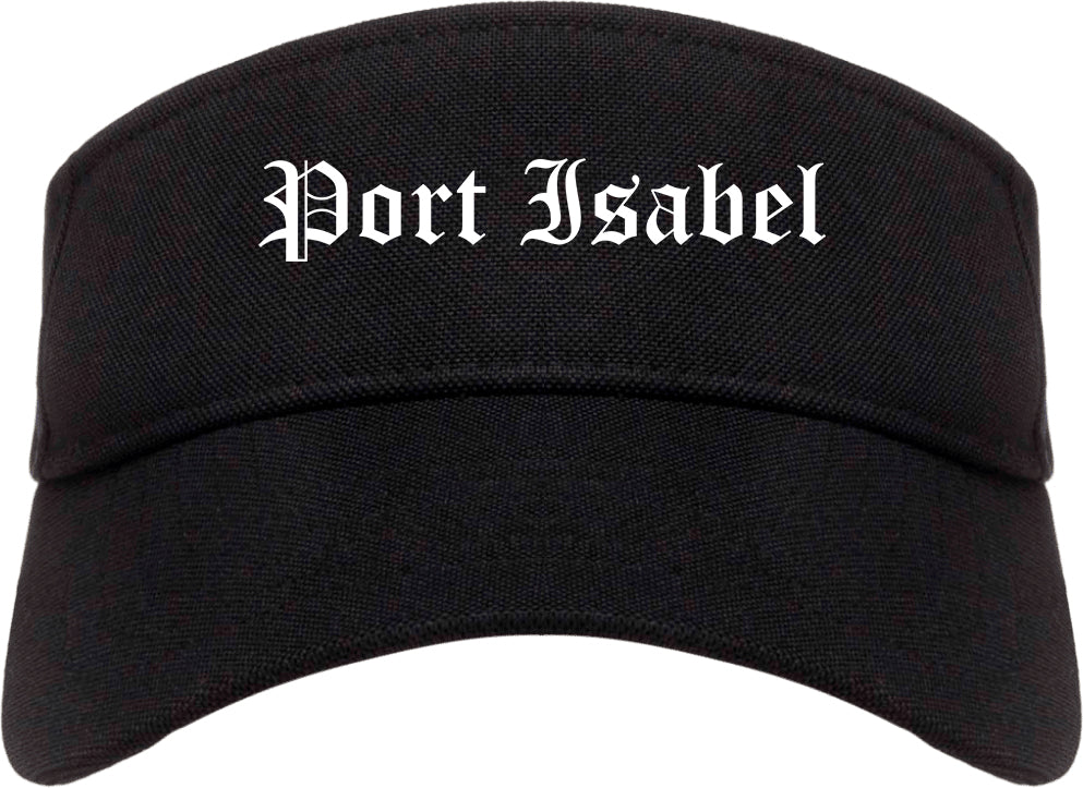Port Isabel Texas TX Old English Mens Visor Cap Hat Black