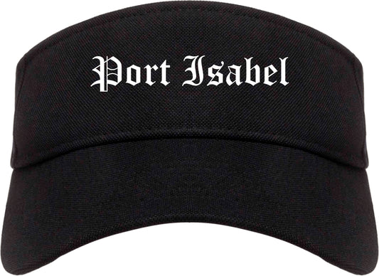 Port Isabel Texas TX Old English Mens Visor Cap Hat Black
