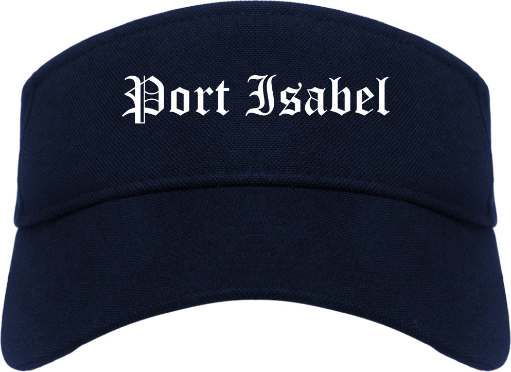 Port Isabel Texas TX Old English Mens Visor Cap Hat Navy Blue