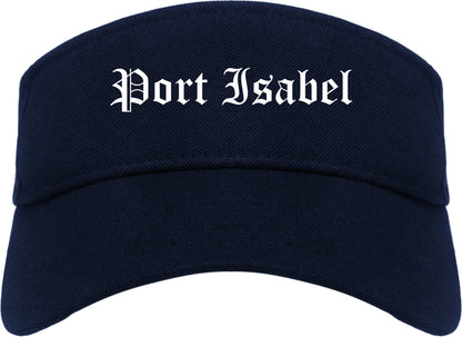Port Isabel Texas TX Old English Mens Visor Cap Hat Navy Blue