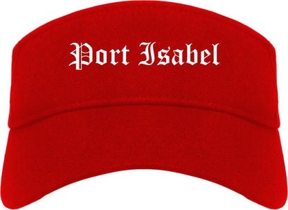 Port Isabel Texas TX Old English Mens Visor Cap Hat Red