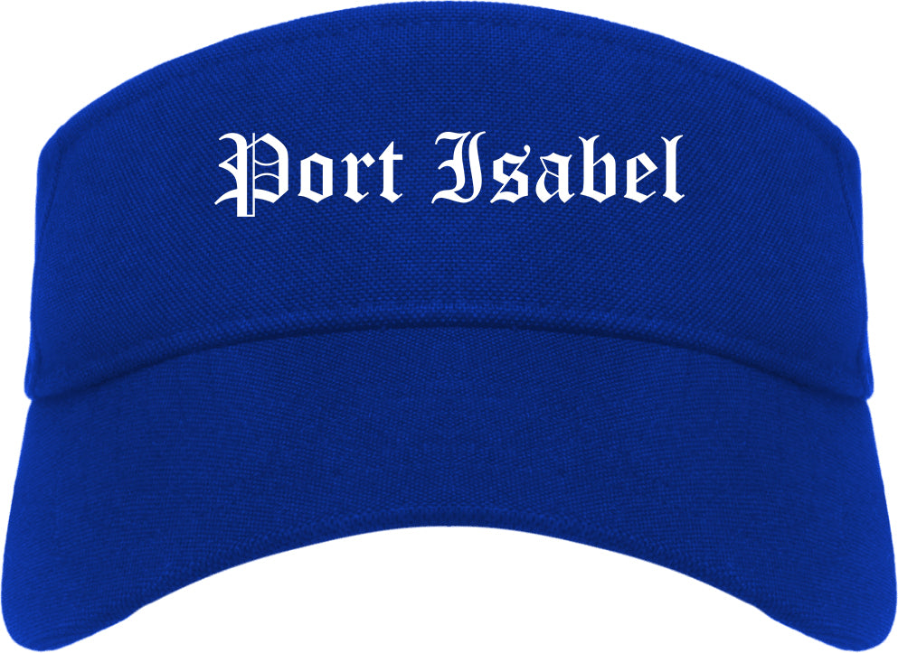 Port Isabel Texas TX Old English Mens Visor Cap Hat Royal Blue